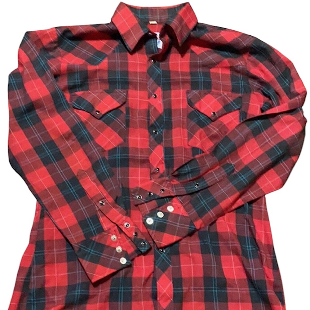 Vintage Miller Shirt Western Wear Plaid Pearl Snaps Western Shirt Size M
